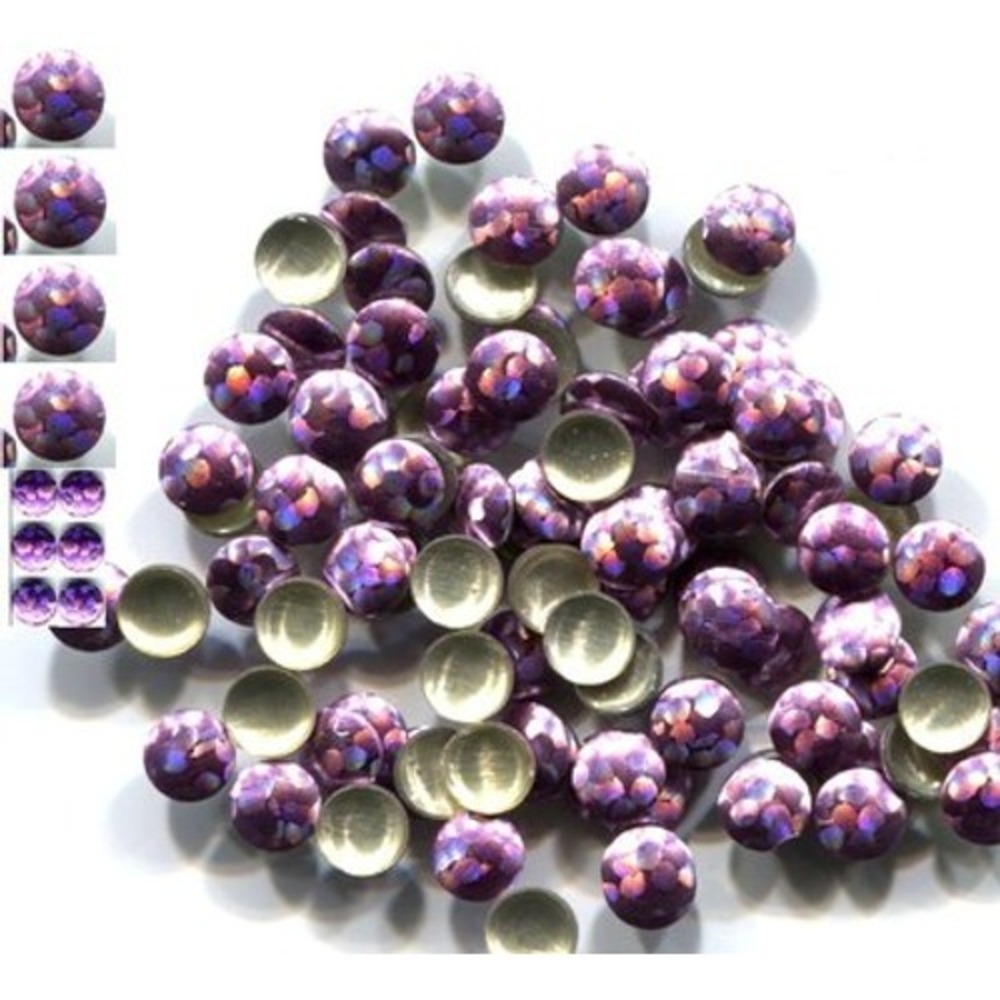 HOLOGRAM Round Nailheads ICE PINK  4mm‎ Hotfix  1 gross
